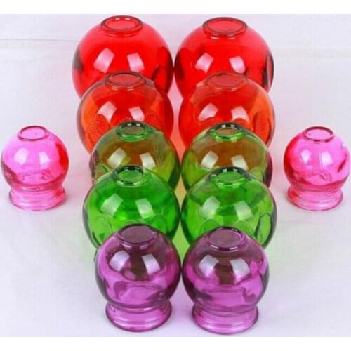 Thicken colorful glass vacuum Cup Traditional Chinese cupping Household Extra Strong Glass fire Cupping therapy 5sizes glass cup