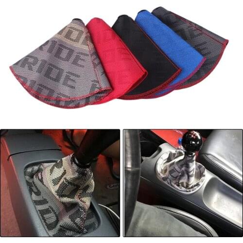 High Quality JDM Style Bride Canvas Shift Lever Knob Boot Cover Racing Universal Shift Knob Collars Cover With Red Stitching