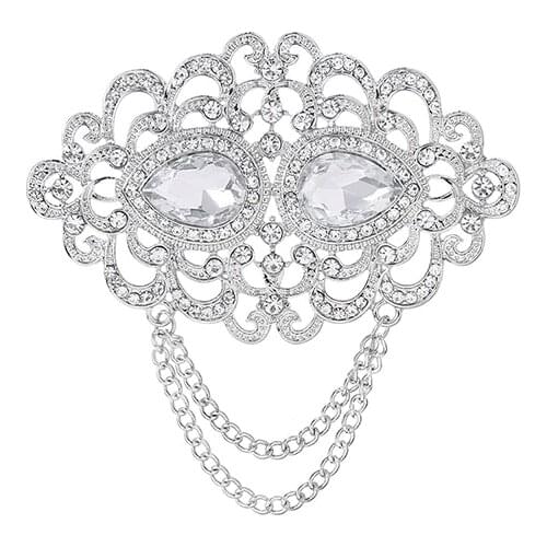 WEIMANJINGDIAN Factory Direct Sale Pear Cut Crystal Rhinestones Chain Brooches for Women or Wedding
