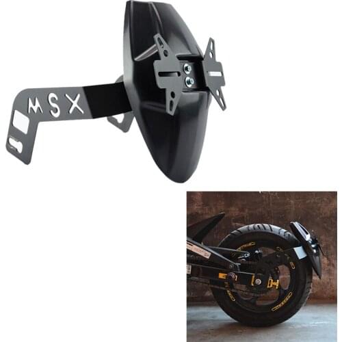 Motorcycle Rear Mudguard Wheel Tire Splash Cover Guard with License Plate Bracket for HONDA GROM MSX125 M3 (Black)