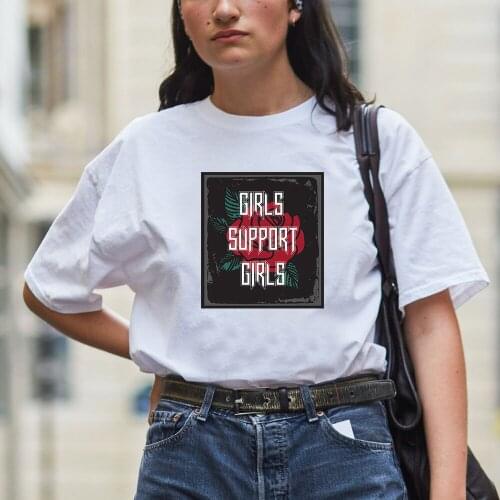 Feminist t-shirt Summer Style Vintage Floral Print t-shirt Women Top&Tees harajuku White Plus Size Woman Clothes ulzzang