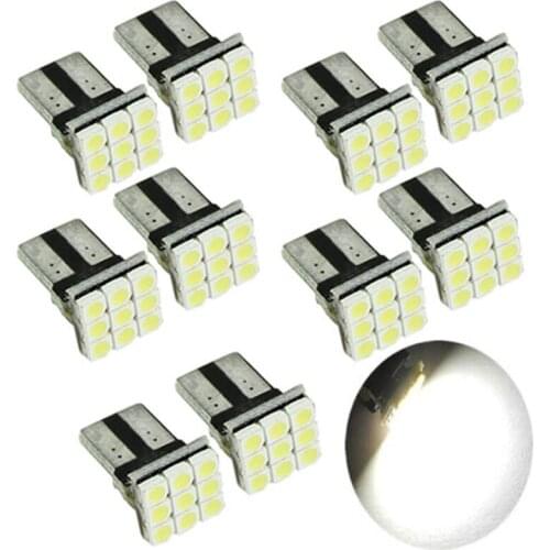 10pcs/lots T10 192 194 168 W5W 2835 9LED Car Turn Signal Tail Light Bulb White