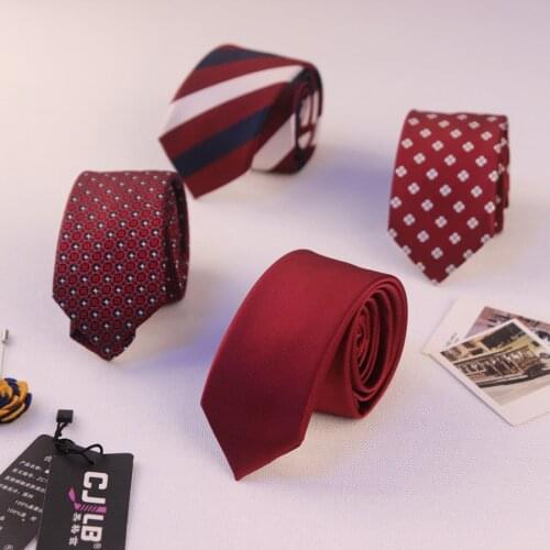 17color Mens narrow wedding business neck tie Polyester silk skinny slim 6cm red designers fashion jacquard striped 50pcs/lot