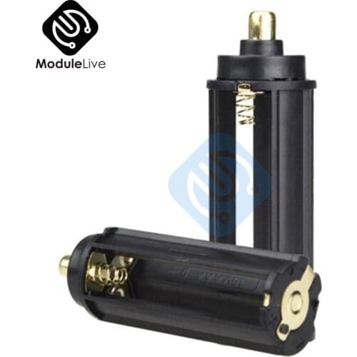 2pcs 3 AAA Battery Black Plastical Metal Holder Case Box Cylindrical Type For 18650 Flashlight Torch 65mm*21mm Portable
