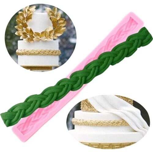 3D Long Rope Lace Cake Border Silicone Fondant Mold Candy Clay Resin Molds DIY Cake Decorating Tools Chocolate Gumpaste Moulds