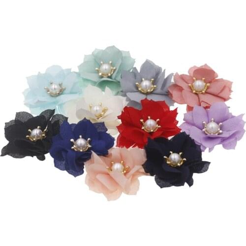5cm baby Chic Flower Crown Pearl DIY Decoration Flower Accessory without headband No Hairclips girls Hair Accessories 15pcs/lot