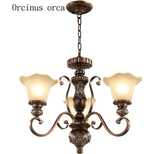 American classical sculpture chandelier living room bedroom lamp European style simple and creative iron art chandelier