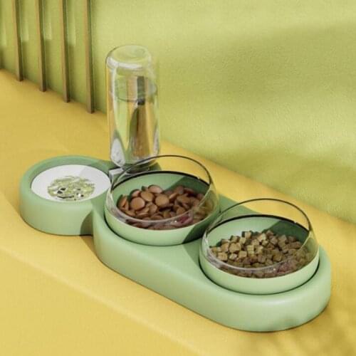 Pet Cat Bowl Automatic Feeder Dog Cat Food Bowl With Water Fountain Double Bowl Drinking Raised Stand Dish Bowls For Cats