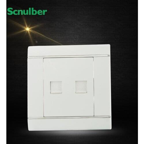 White RJ11 4p telephone female outlet and RJ45 internet 8 core Ethernet cable wall switch socket