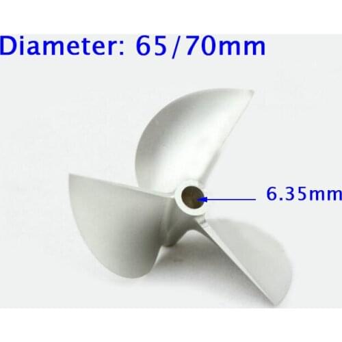Free Shipping 3-Blades CNC Aluminum Propeller 6.35mm RC Boat Propeller 7016/6516 Screw 65/70mm Pitch 1.6 Spare Parts