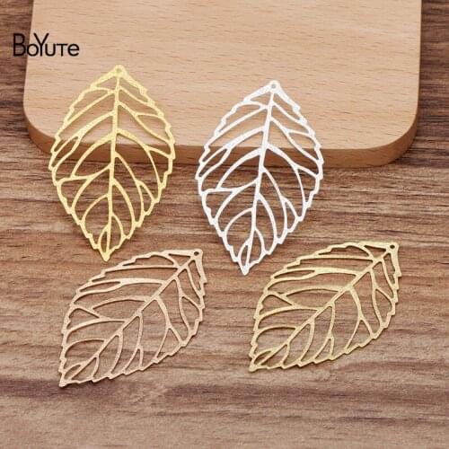BoYuTe 20Pcs 53*31MM Silver Gold Filigree Leaf Pendant Charms for Jewelry Making Diy