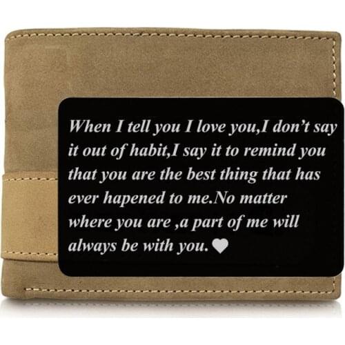 Love Note Wallet Business Card Engraving Birthday Gifts For Party Favors Christmas Gifts For Men Boyfriend Husband Insert