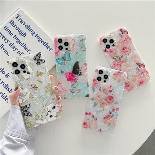 Dream Shell Butterfly Flowers Phone Case For iPhone 12 11 Pro Max XR XS Max X 7 8 Plus 12 11 Pro 11 Shockproof Hard Back Cover