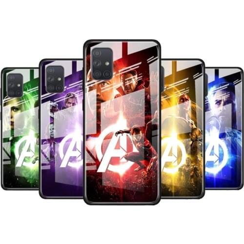 Marvel hero color for Samsung Galaxy S21 Ultra A71 A51 4G 5G A91 A81 A41 A31 A21 A11 A01 Tempered Glass Phone Case