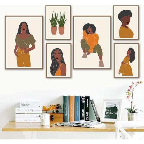 African Woman Skirt Flowerpot Abstract Wall Art Canvas Painting Nordic Posters And Prints Wall Pictures For Living Room Decor