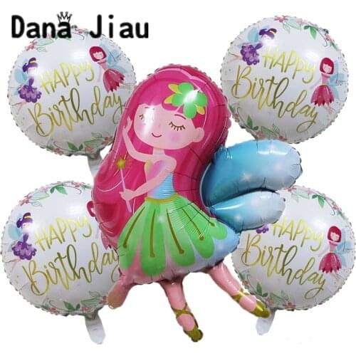 Wedding 5pcs Cartoon Forest Fairy Set Helium Balloon Baby Shower Girls 1th Happy Birthday Party Decoration Ball Toy Supplier