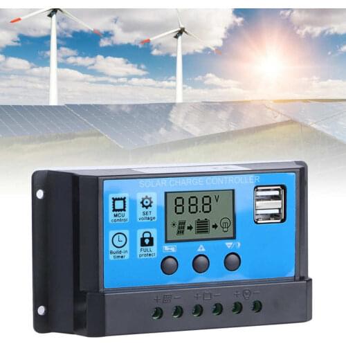 60A Charge Controller with Dual USB Port 5V Auto PWM LCD Display Solar Panel Battery Regulator