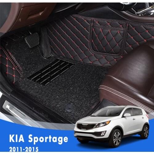 For KIA Sportage 2015 2014 2013 2012 2011 Luxury Double Layer Wire Loop Car Floor Mats Carpets Auto Interior Foot Pads Covers
