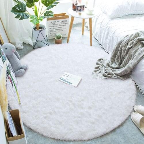 Round Fluffy Soft Area Rugs Plush Shaggy Carpet Cute Circle Nursery Rug for Kids Baby Bedroom Living Room Home Decor Carpet