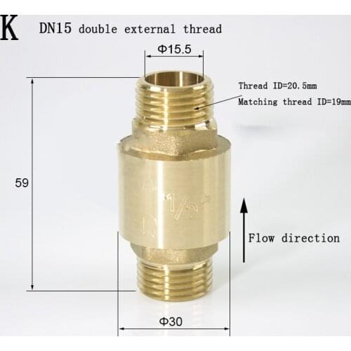 Brass Check Valve One Way Non-return Valve G1/2 G3/4 G1 Male Thread 1.6MPA Vertical check valve Double thread