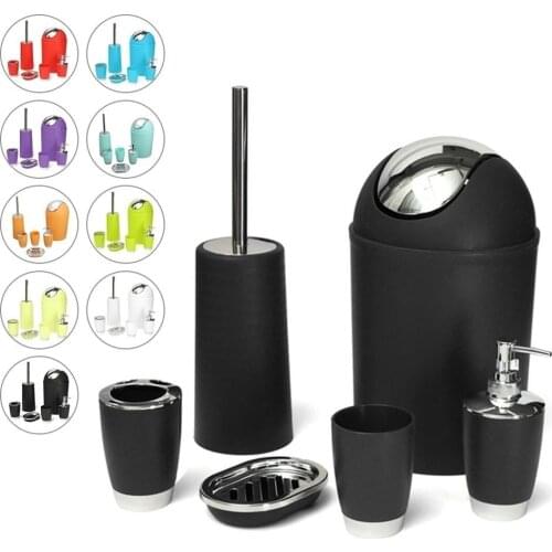 4/6 Pcs Nordic Bath Necessities,Toothbrush Holder/Toilet Brush Holder/Soap Dish/Rinse Cup/Sprayer Bottle Plastic Bathroom Set