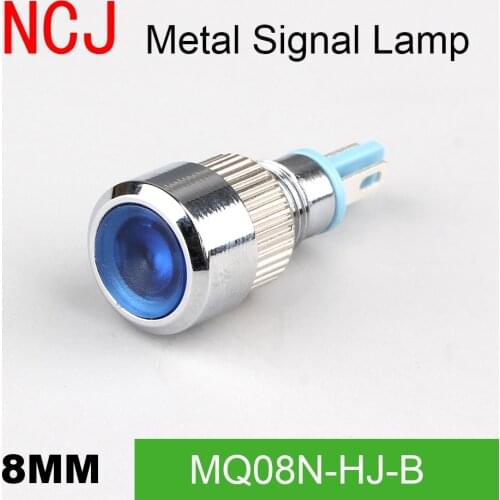 NCJ 8mm LED Signal lamp Indicator Metal signal lamp Warning light pilot light boat light dashboard car 3V 6V 12V 24V 110V 220V