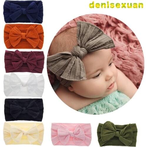 2020 New Baby Nylon Elastic Hairband Newborn Headband Knotted Bow Hair Band Braid Bows Baby Hair Accessories for Infants