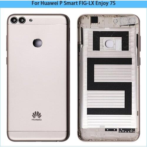 New P Smart Rear Housing Case For Huawei P Smart FIG-LX Enjoy 7S Battery Cover Door Back Cover Camera Lens Glass Replace