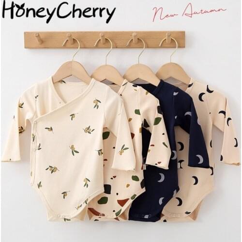 2021 autumn Korean baby one-piece romper for boy and girl baby cotton print long-sleeved romper newborn baby clothes
