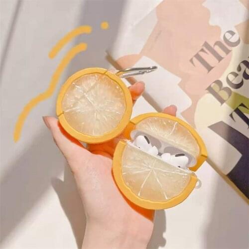 Kawaii Lemon Headset Cover for Airpods Pro Cute Fruit Silicone Wireless Earphone Case Accessories for Airpods 12 Box Keychain