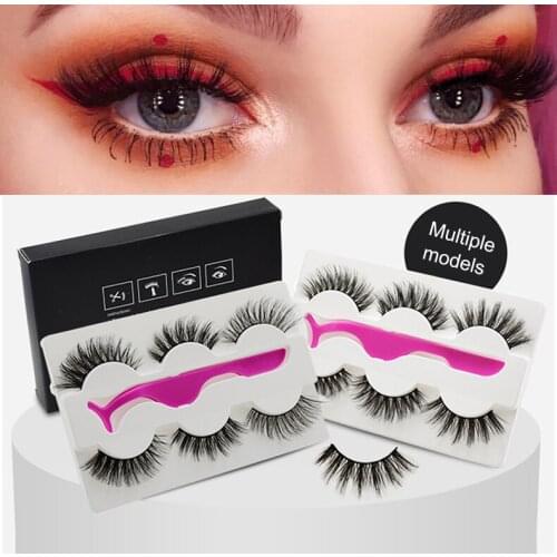 Mixed 3 Pairs/set Hyperbole Multi-layer Cross Thick 3D False Eyelashes comfortable Soft Eyelash Lashes Extension Big Eye Tools