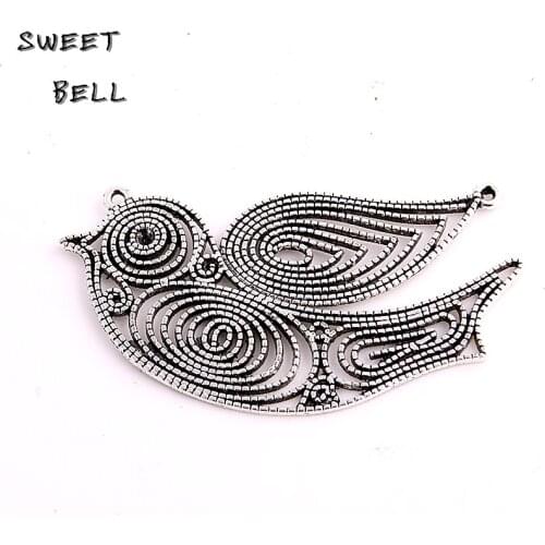 SWEET BELL 6pcs/Lot 37*75mm Antique Swallow Connector DIY Animal bing Bird Jewelry Findings Bracelet 3B390