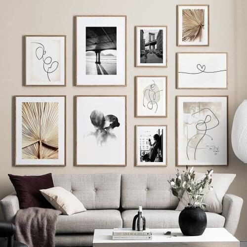 Modern City Landscape Wall Painting Abstract Body Line Art Poster Folding Fan Picture Nordic Canvas Print Home Decor Living Room