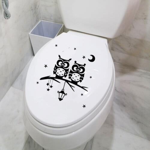 Owl Moon Stars Branch Fashion Home Decor Wall Decal Toilet Sticker 6WS0082