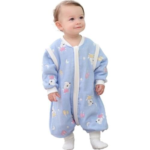 6-layer Cotton Gauze Baby Sleeping Bag Spring Autumn Childrens Four Seasons Universal Heating Room Legs Anti-kick Slaapzak