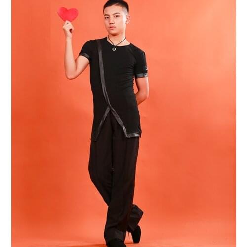 Specials Mens Latin Dance Tops Standard Ballroom Dancing Practice Clothes Short Sleeves Split Hem Cha Cha Dance Jacket DL5691