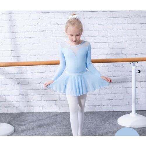 Standard Practice Ballet Dance Leotard Children Stage Dancewear Cotton Leotard with Mesh Skirt 6 Colors Free Shipping C0068