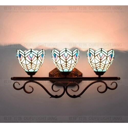 Tiffany fashion European style wall lamp Baroque Bohemia mirror light rustic bed-lighting lamps