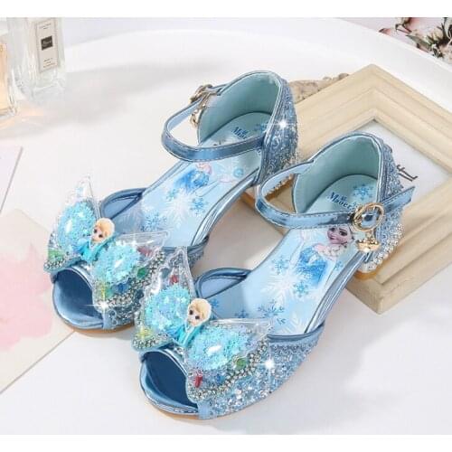 Disney childrens high heel princess party shoes summer new girls sandals baby childrens shoes little girl crystal shoes 23-36