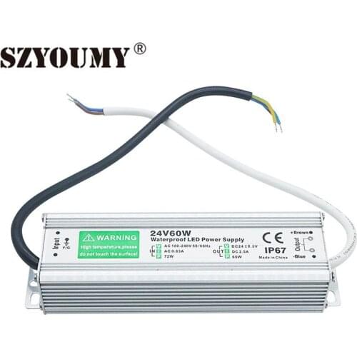 SZYOUMY DC24V 2.5A 60W Waterproof Power supply AC TO DC 24V Led Transformer Adapter Outdoor