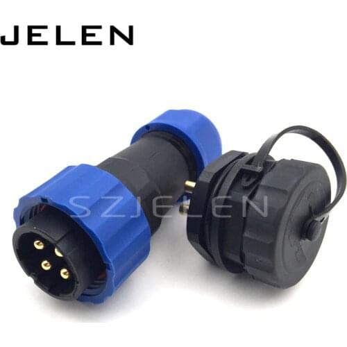 SD20 IP68 waterproof connector 4pin plug and socket, power wire male to female panel mount connector , Rated current 25A