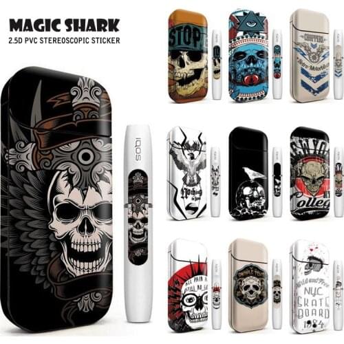 Magic Shark Skull 3M Printing Sticker For IQOS 2.4 Plus E Cigarette Accessories Protective Skin Case Cover 4006-4015