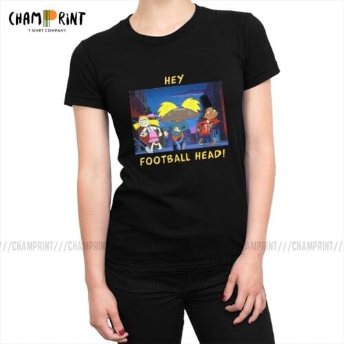 Women Hey Arnold Football Head T-shirts 90s Cartoon Gerald Adams Helga T Shirts Fashion Cotton Tops Tees Korean Female Clothes
