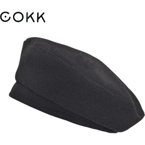 COKK Beret Female Winter Hats For Women Flat Cap Solid Color Wool Vintage Boina Feminina England Painter Cap Gorras Planas New