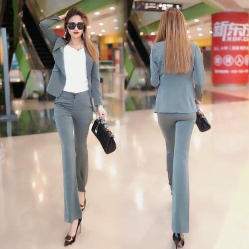 Women 2021 Spring Autumn Two Piece Business Blazer Set Office Lady Solid Formal Suit Jacket and Pants Elegant Casual Sets C292