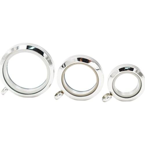 1PC Silver Plain Living Floating Locket 20/25/30MM Floating Glass Locket Pendants For Memory Locket Necklace