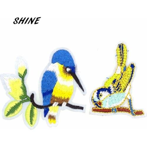 2pcs Bird Embroidered Badges Iron On Patches For Clothing Motif Sticker DIY Craft Sewing Accessories 7.7*7.3cm 6.3*4.9cm