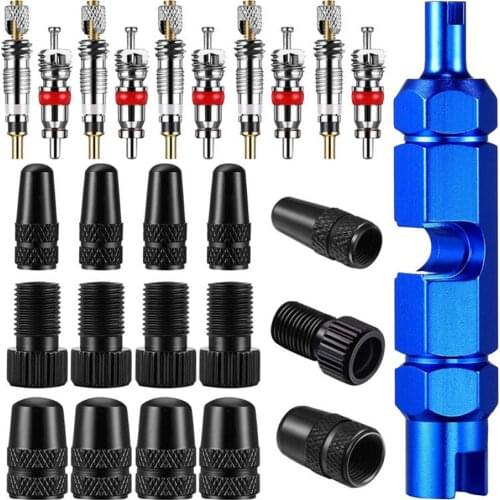 26/15 PCS Bicycle Valve Core Kit Dust-Proof And Rain-Proof MTB Bike Valve Cap Presta & Schrader Valve Core Adapter For Cycling
