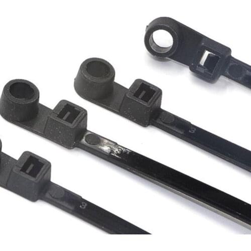 5*250mm 50Pcs Mounting Hole Cable Ties Nail Screw Wire Hole Tie Heavy Duty Weather Resistant Nylon Plastic Screw Head Tie