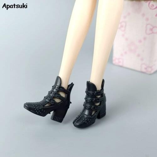 5pairs/lot Black Doll Shoes Accessories For Barbie Dolls High Heel Fashion Sandal Shoes For Barbie Dollhouse Kids DIY Toys
